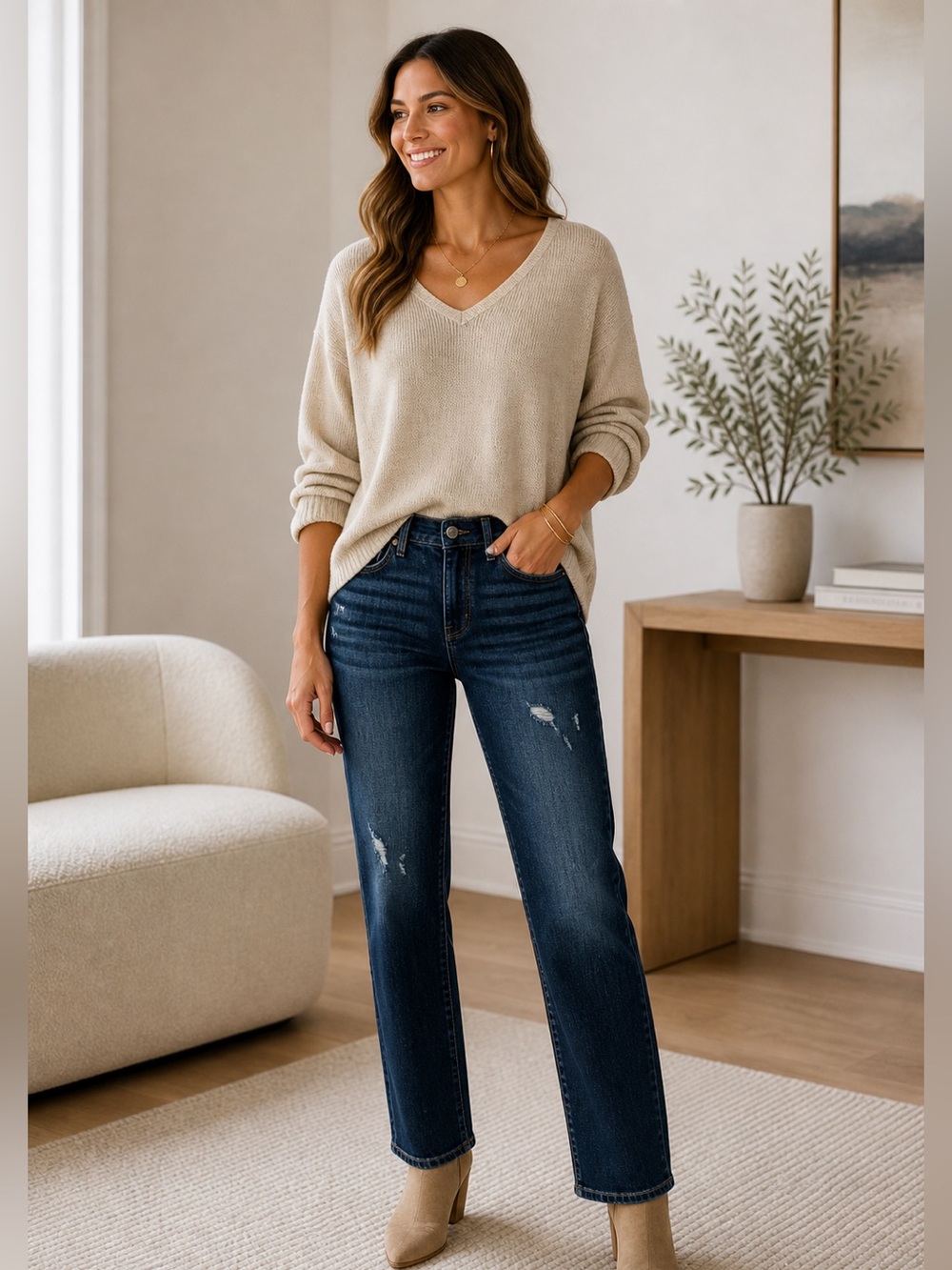 Judy Blue Los Angeles Women’s Straight Fit Distressed Jeans – Size 32